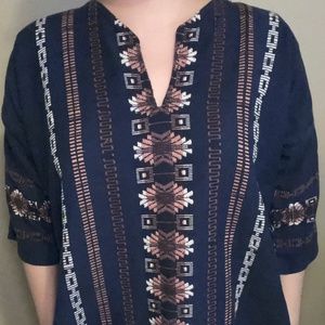 Blue with Pattern Print Blouse